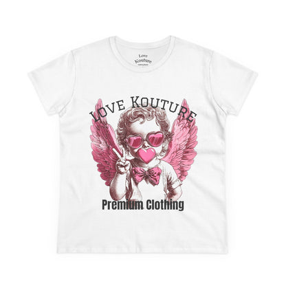 Angel Heart Women's Cotton Tee, Cute Graphic Tee for Cupid Lovers, Valentine's Day Shirt, Casual Wear, Gift for Her
