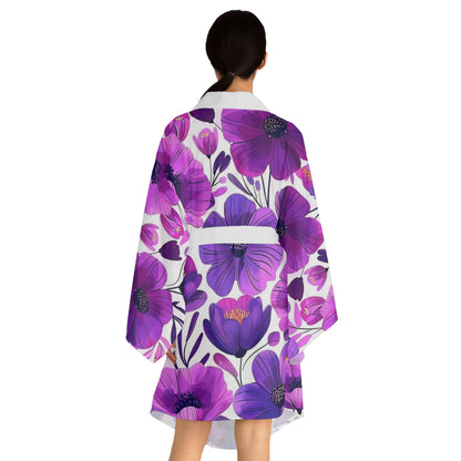 Floral Printed Long Sleeve Kimono Robe for Relaxation & Style