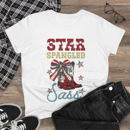 Sassy Star Spangled Tee, Patriotic T-Shirt, Women's Independence Day Shirt, Fourth of July Top, Casual Summer Tee