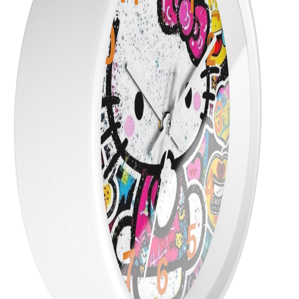Hello Kitty Pop Art Wall Clock — Colorful Kawaii Sticker Collage Clock