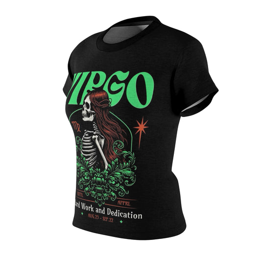 Virgo Zodiac Skeleton Graphic Tee - Women’s T-Shirt for Astrology Fans