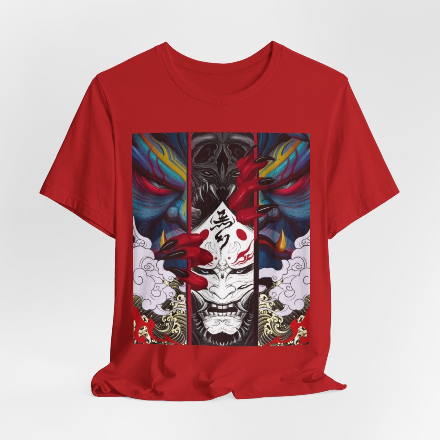 Demon Mask Graphic Tee — Japanese Oni Art T-Shirt