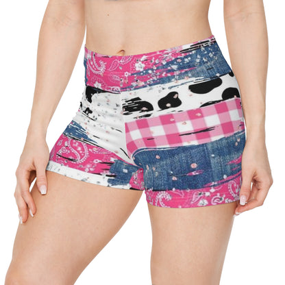Boho Chic Paisley Cow Print Women's Shorts - Colorful Bandana Print for Summer Vibes