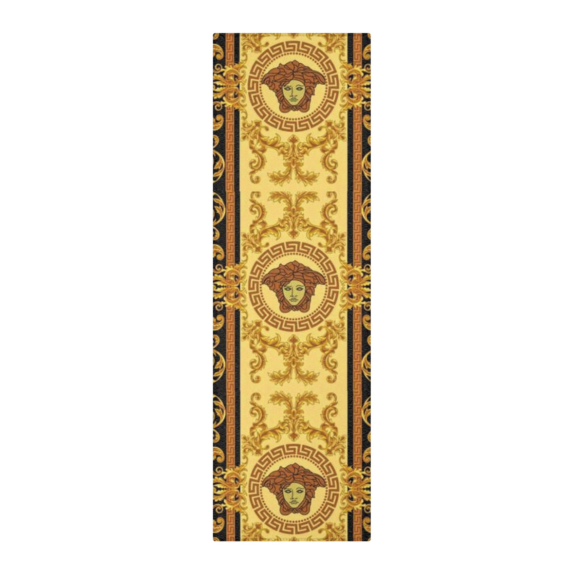Baroque Medusa Area Rug — Ornate Gold & Black Decorative Floor Runner