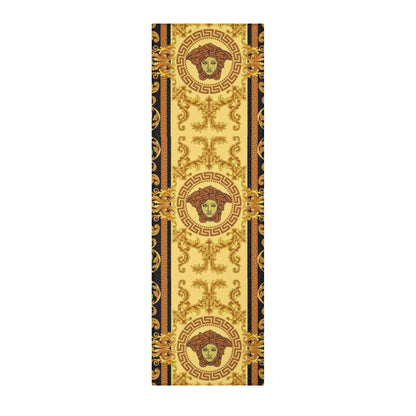 Baroque Medusa Area Rug — Ornate Gold & Black Decorative Floor Runner