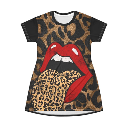 Edgy Rockstar Cheetah Print T-Shirt Dress-Perfect for Music Festivals or Concerts
