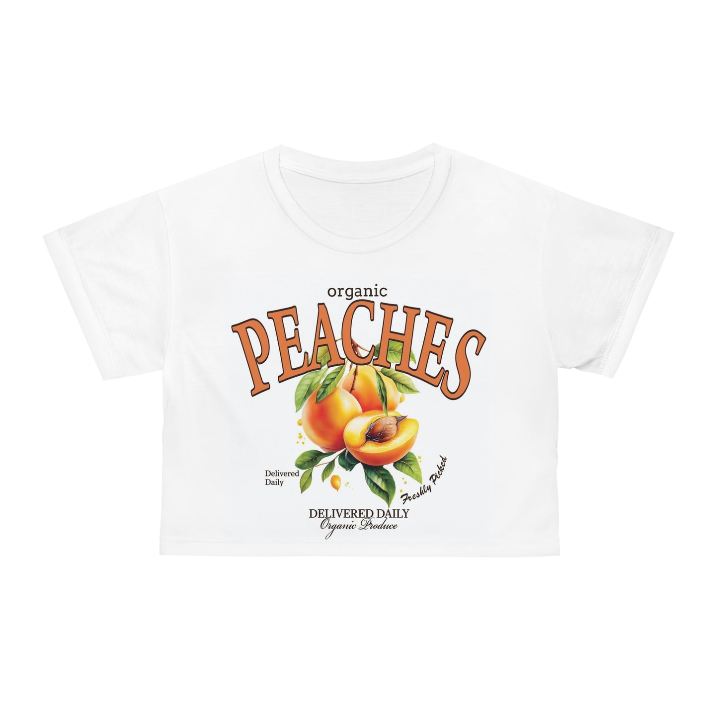 Organic Peaches Crop Tee – Fresh Fruit Vibe for Summer Style