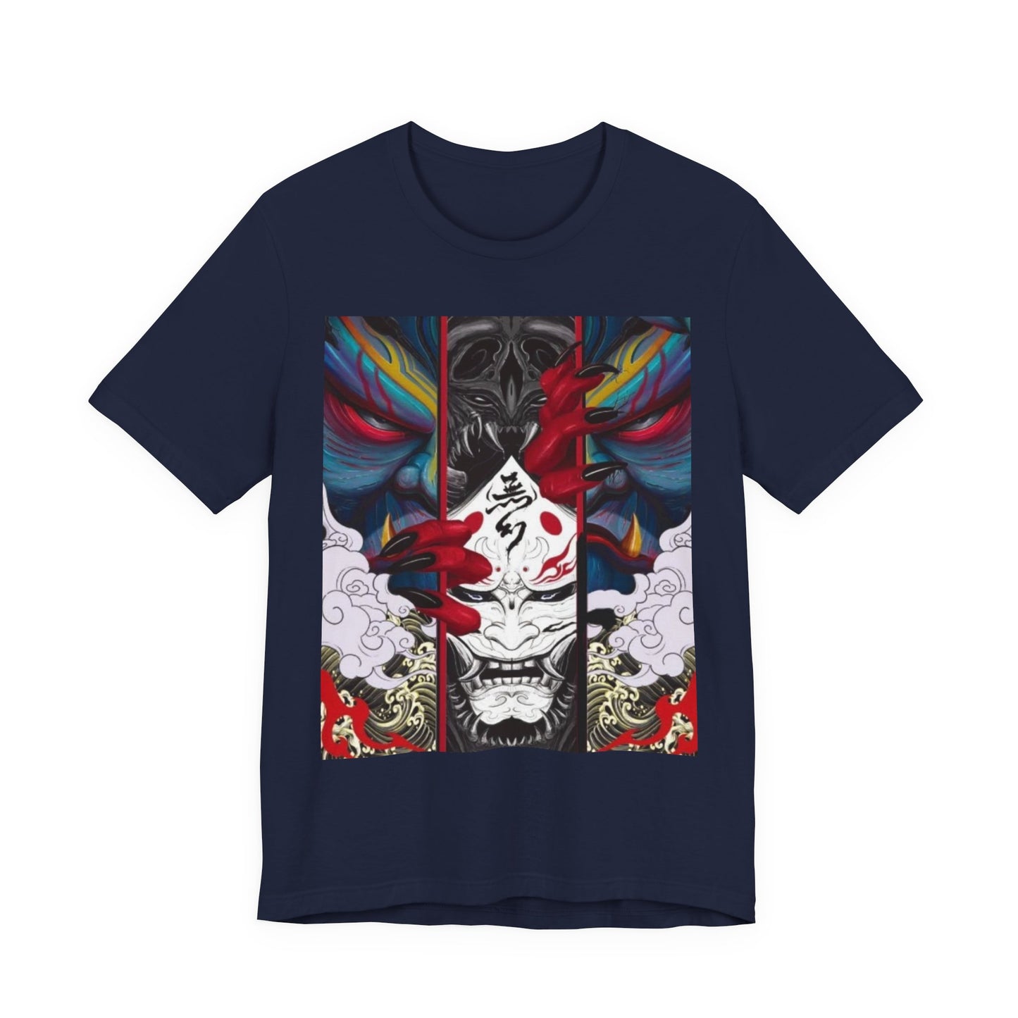 Demon Mask Graphic Tee — Japanese Oni Art T-Shirt