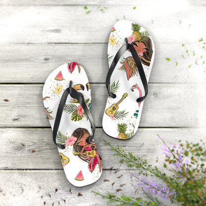 Tropical Vibe Flip-Flops mit Gitarre und tropischem Print