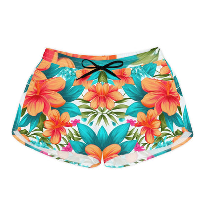 Tropical Floral Women's Casual Shorts - Vibrant Summer Vibe for Beach Days & Vacations
