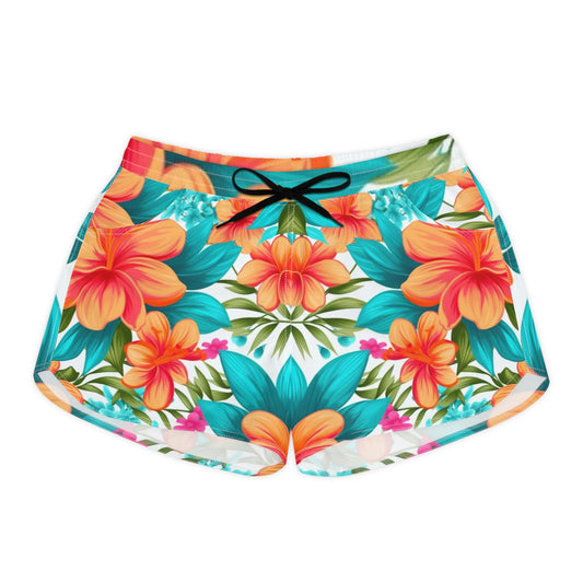Tropical Floral Women's Casual Shorts - Vibrant Summer Vibe for Beach Days & Vacations