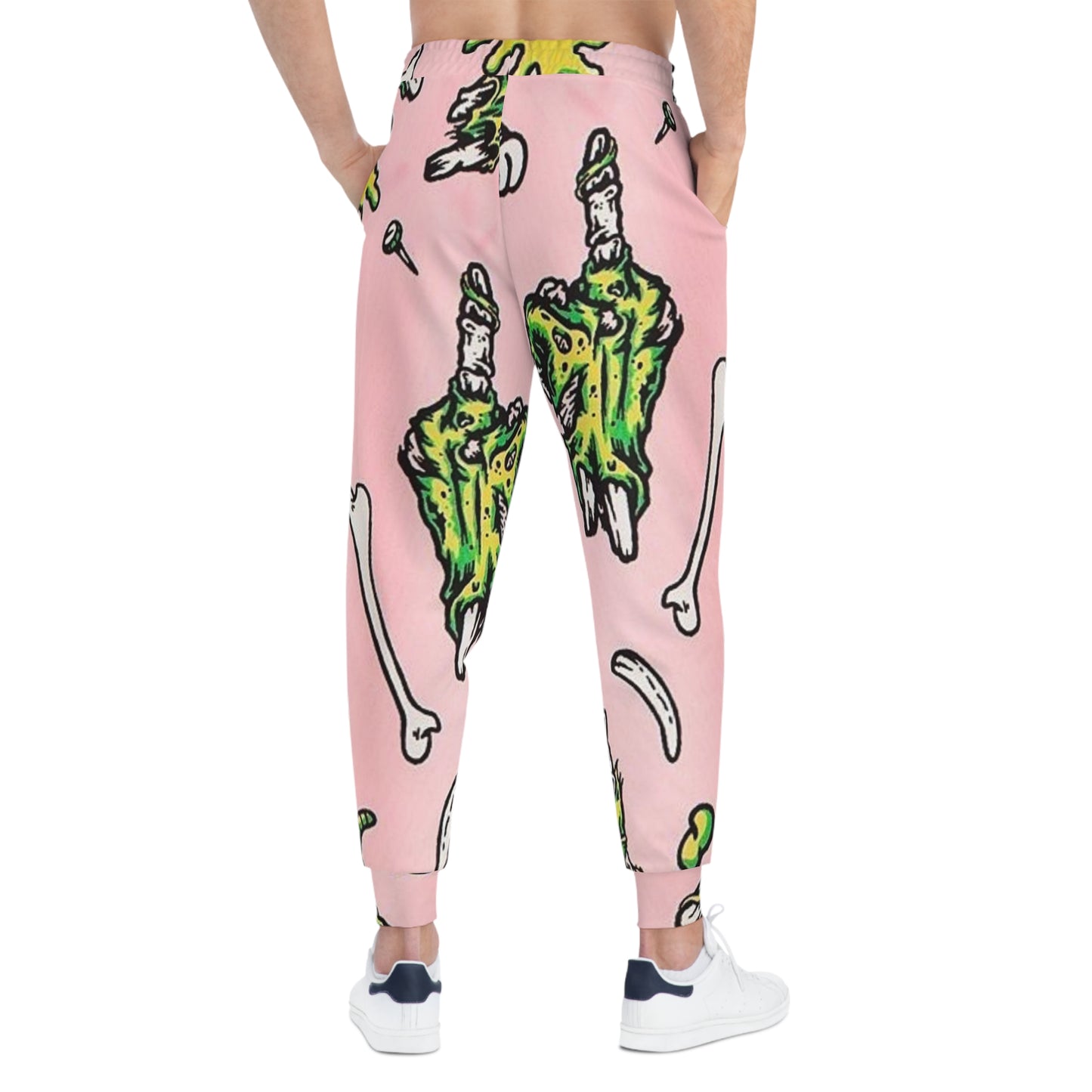 Graphic Joggers — Pink Zombie Hand All-Over Print Athletic Pants