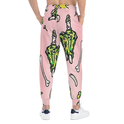 Graphic Joggers — Pink Zombie Hand All-Over Print Athletic Pants