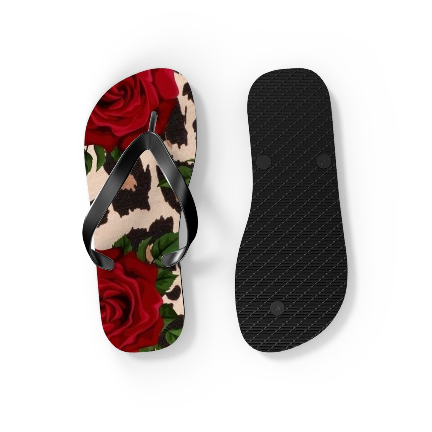Rose Print Flip Flops - Stylish Summer Sandals for Beach & Casual Wear