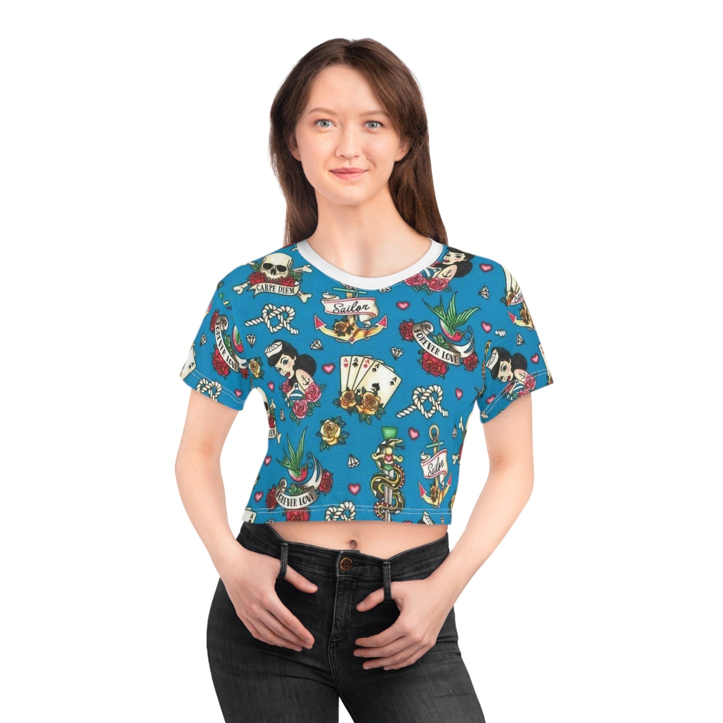 Carpe Diem Forever Love Sailor Crop Tee