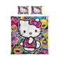 Hello Kitty Pop Art Cotton Bed Set – Colorful Cartoon Duvet Cover & Pillowcase
