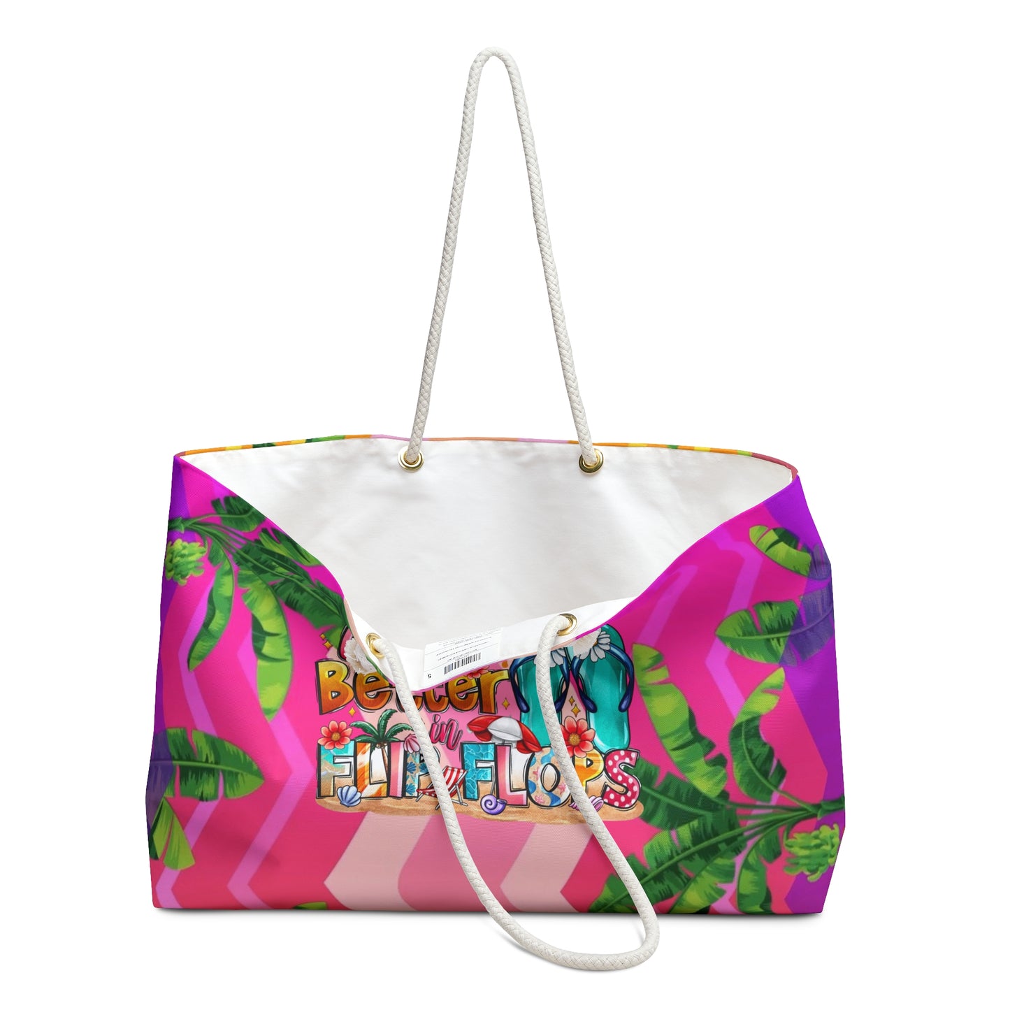 Tropical Chevron Vacay Tote Bag - Perfect for Travel & Beach Days