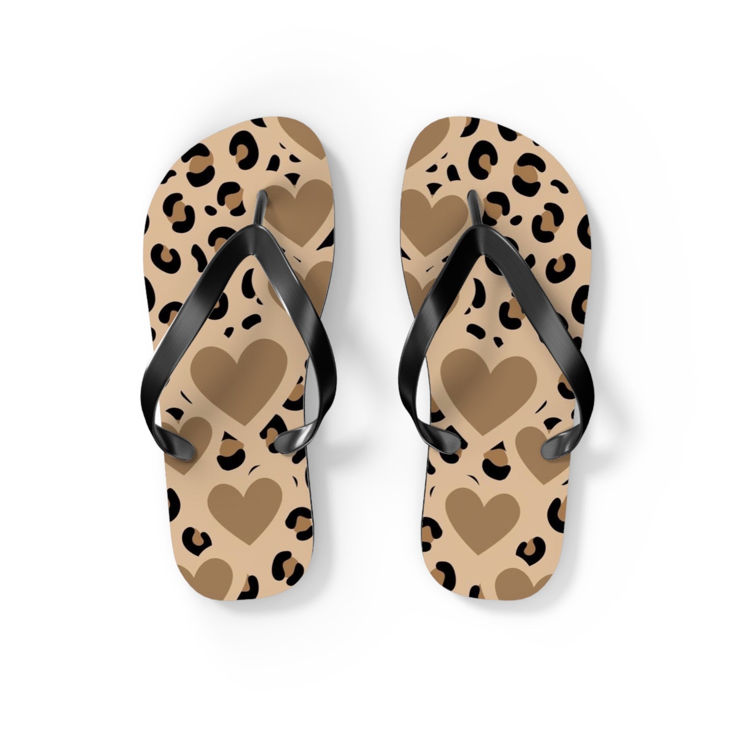 Leopard Print Heart Flip Flops – Trendy Summer Sandals for Beach and Casual Wear