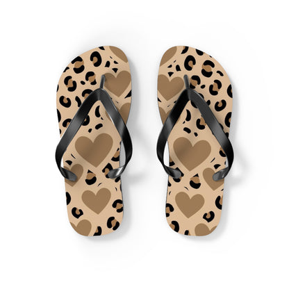 Leopard Print Heart Flip Flops – Trendy Summer Sandals for Beach and Casual Wear