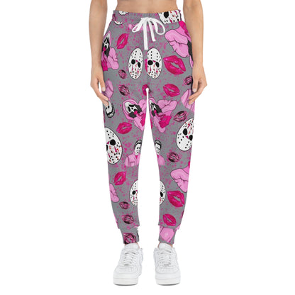 Pink Horror Pattern Jason & Lipstick Athletic Pants