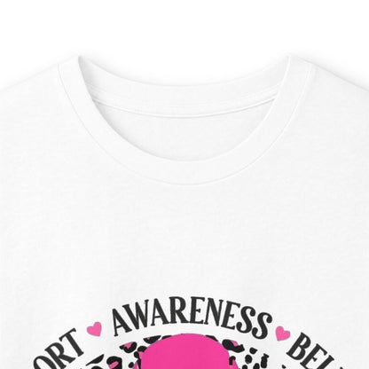 Breast Cancer Awareness Long Sleeve Tee — Pink Ribbon “Fight” Leopard Design