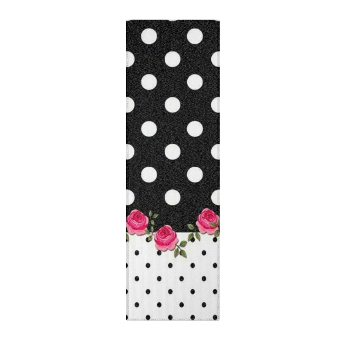 Polka Dot Rose Area Rug — Black & White Vintage Floral Accent Rug