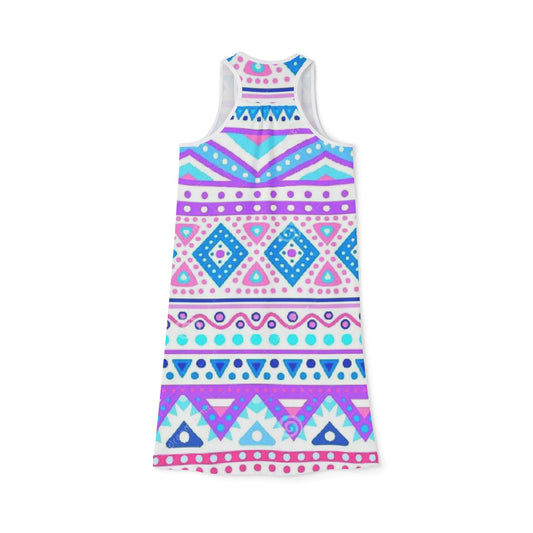 Vibrant Geometric Spring Tribal Print Women's Racerback Dress - Perfect for Summer Parties & Casual Outings