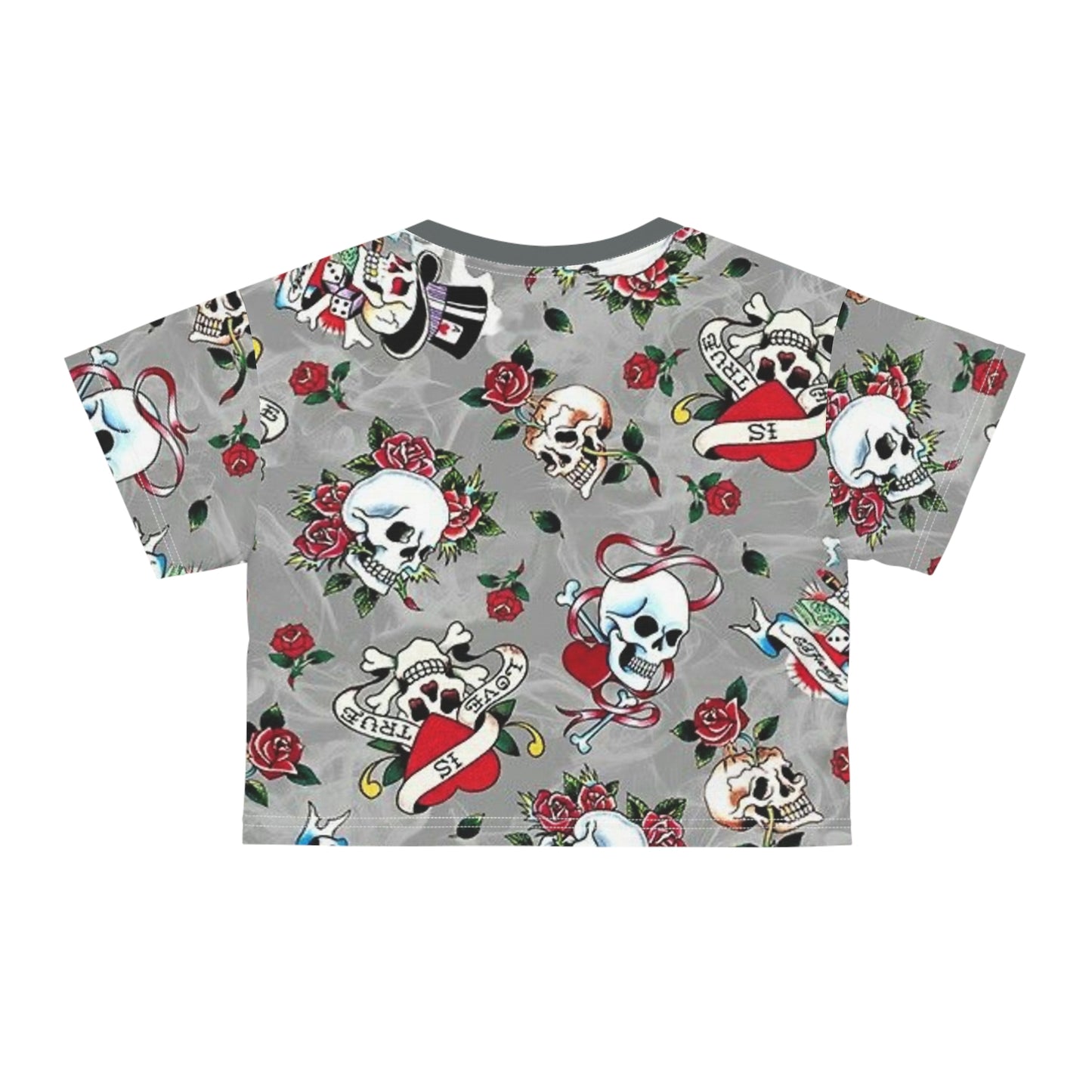 Edgy Skull & Rose Crop Tee - Perfect for Music Festival & Casual Wear