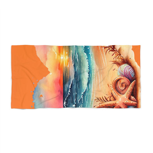 Heart Wide Ocean Heavyweight Xl Beach Towel- Orange