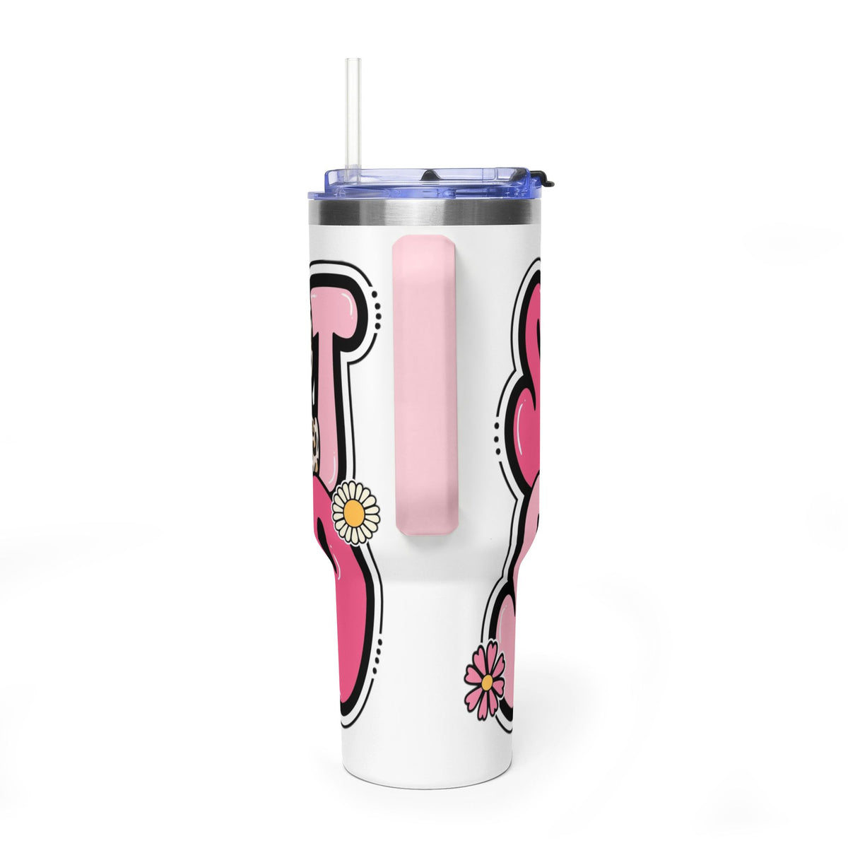 40oz Vacuum Tumbler — 'Support Squad' Pink Breast Cancer Awareness Travel Mug