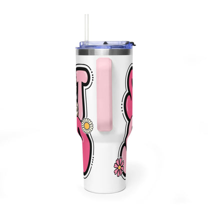 40oz Vacuum Tumbler — 'Support Squad' Pink Breast Cancer Awareness Travel Mug