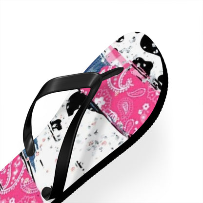 Trendy Pink Bandana Flip Flops - Stylish Summer Footwear for Beach & Casual Outings