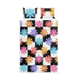 Floral Check Cotton Bed Set — Colorful Retro Daisy Duvet Cover & Pillowcases