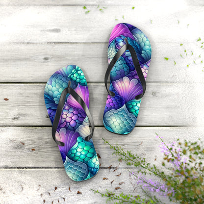 Vibrant Mermaid Scale Flip Flops for Summer Fun