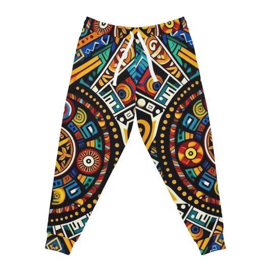 Tribal Orbit Athletic Joggers – Colorful Geometric All-Over Print