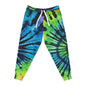 Tie-Dye Spiral Athletic Joggers — Blue & Green All-Over Print