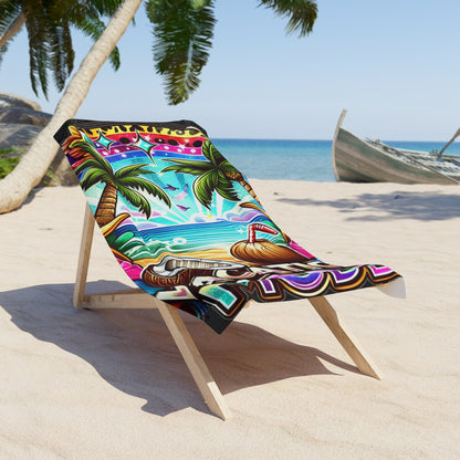 Vacation Mode Beach Towel - Tropical Paradise Design for Summer Fun