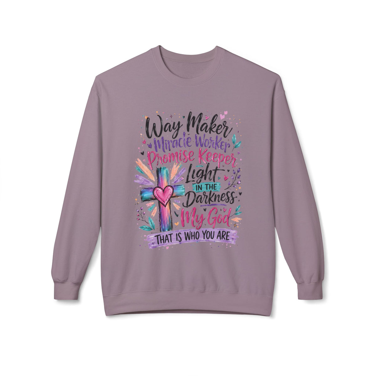 Christian Crewneck Sweatshirt — "Way Maker" Inspirational Faith Design