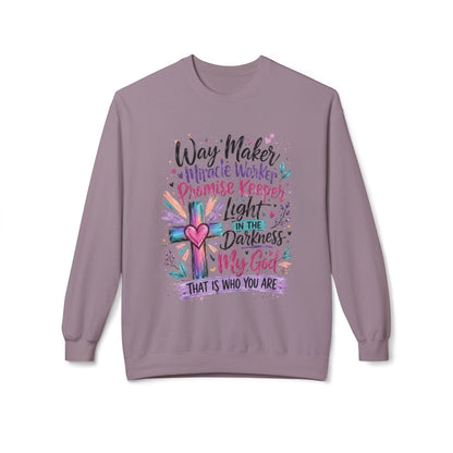 Christian Crewneck Sweatshirt — "Way Maker" Inspirational Faith Design