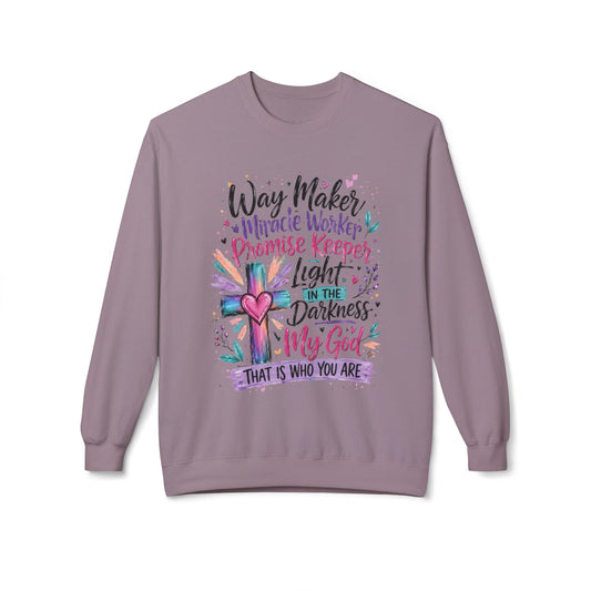 Christian Crewneck Sweatshirt — "Way Maker" Inspirational Faith Design