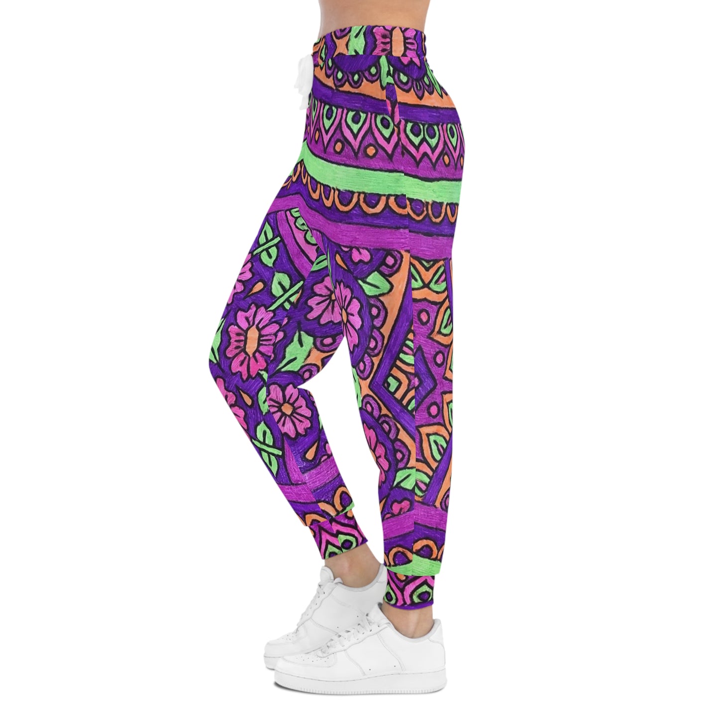 Purple Floral Mandala Joggers — Boho Athletic Sweatpants