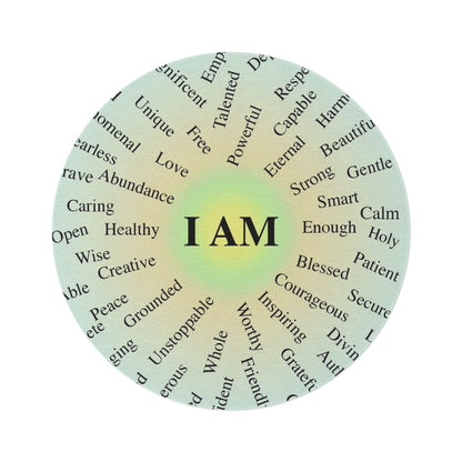Round Affirmation Rug — "I AM" Positive Words Meditation Mat