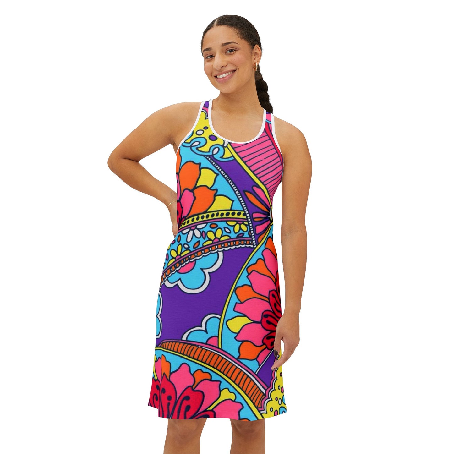Colorful Floral Women's Racerback Dress - Perfect for Summer Events
