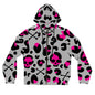 Women’s Zip Hoodie — Pink & Black Skull Leopard All-Over Print