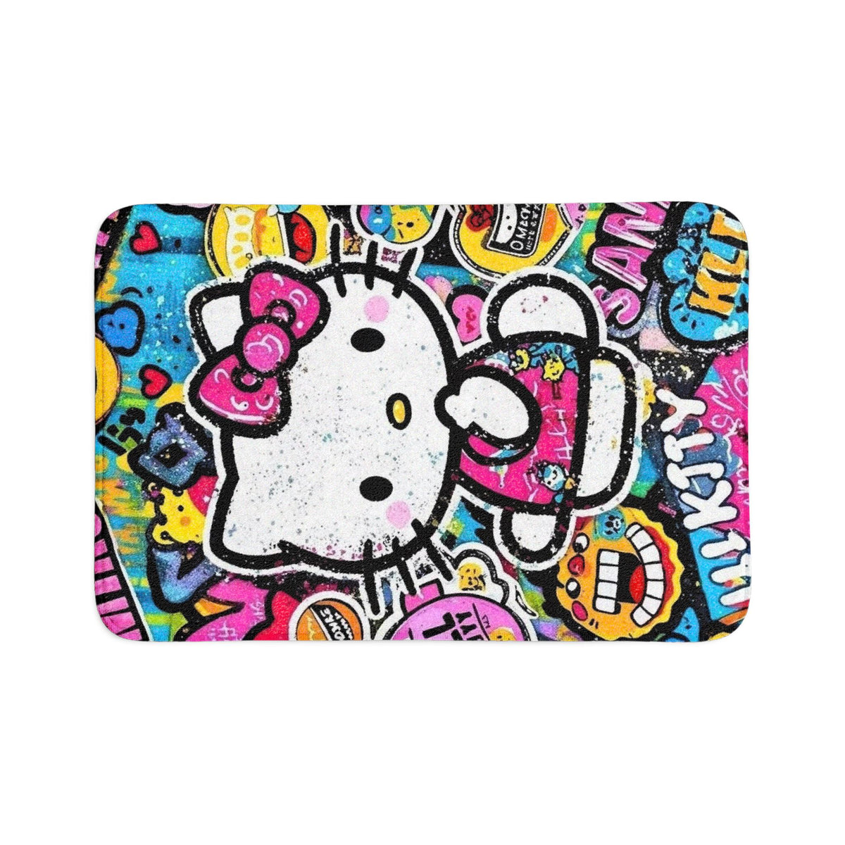 Hello Kitty Pop Art Bath Mat Set — 3-Piece Cute Cartoon Bathroom Rug Set