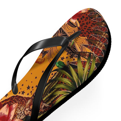 Tropical Leopard Flip Flops - Colorful Summer Footwear