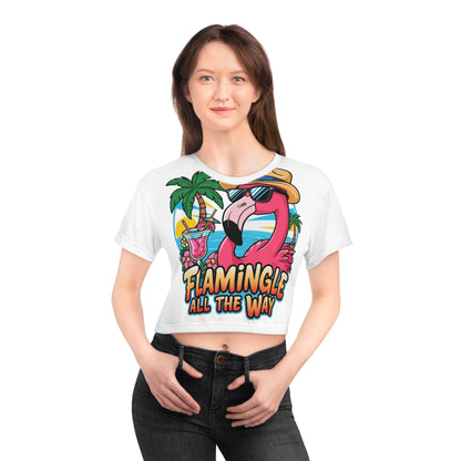 Flamingle All The Way Crop Tee
