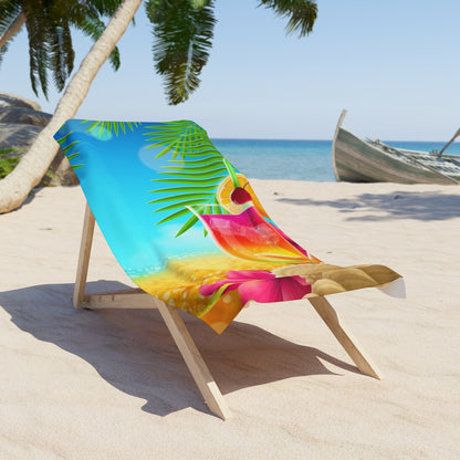 Tropisches Paradies-Strandtuch mit Cocktail-Design