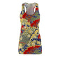 Floral Kimono-Print Racerback Dress — Vibrant Asian-Inspired All-Over Print