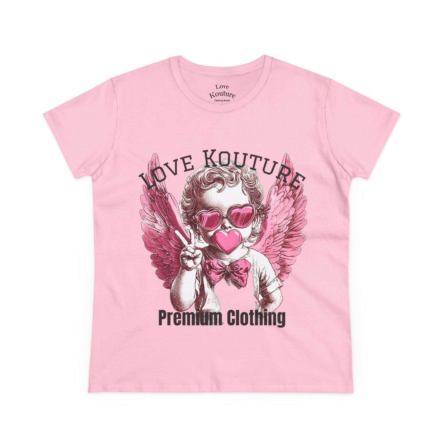 Angel Heart Women's Cotton Tee, Cute Graphic Tee for Cupid Lovers, Valentine's Day Shirt, Casual Wear, Gift for Her